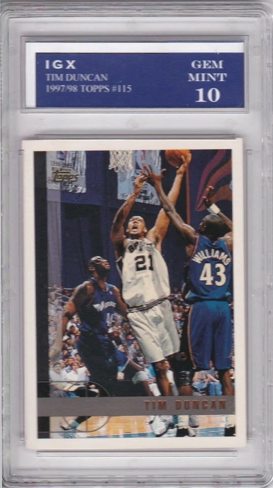 TIM DUNCAN ROOKIE CARD 1997 Topps Basketball RC San Antonio Spurs GEM MINT 10!! - Image 1 of 1