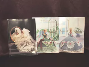 Lot of 3 Vintage Annie's Bed Doll Crochet Patterns 1992 Bride January February - Picture 1 of 4