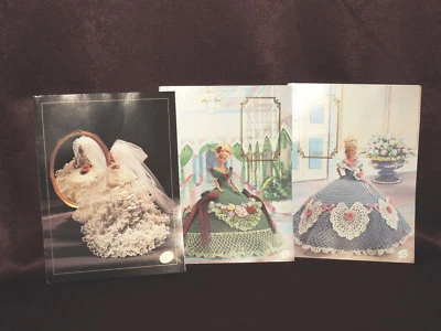 Lot of 3 Vintage Annie's Bed Doll Crochet Patterns 1992 Bride January February  - Image 1 of 4