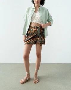 ZARA OVERSIZED DENIM OVERSHIRT Mint Size XS Orig. $50 NWT - Picture 1 of 4