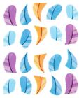 One Stroke Nagel Sticker, Feder, feather, lila, blau,orange, Aufkleber 1771