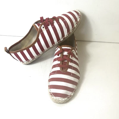 Michael Kors Zapatilla Deportiva Rayas Rojas Alpargata Mujer 6.5M Plana Con Cordones Informal Zapato Foto 1 de 4