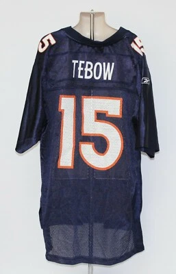 NFL Denver Broncos Tim Tebow #15 Reebok Juvenil Grande 14/16 Azul Jersey Foto 1 de 4