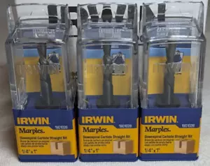 3 NEW IRWIN MARPLES 1901028 1/4" X 1" DOWNSPRIRAL CARBIDE STRAIGHT ROUTER BITS - Picture 1 of 6