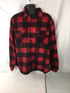 Mens Boston Traders Flannel Hooded Button Up Jacket Red Plaid XL - Picture 1 of 4