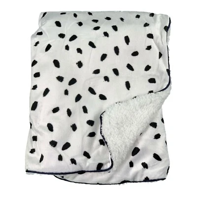 Baby Fleece Blanket Newborn Toddler| 75x100cm | Pram Cot Moses | Black Spots  - Image 1 of 4