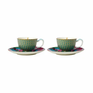 Maxwell & Williams TC Silk Road tazzine da caffè espresso inferiori set di 2 tazze Aqua 85 ml - Foto 1 di 2