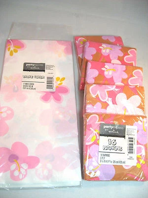 Cubierta de mesa de hibisco 54x102 y servilletas paquete de 5 sellos rosas flores fiesta  Foto 1 de 4