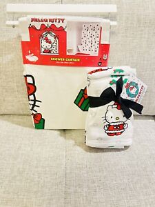 Hello Kitty Christmas Shower Curtain and set of Hand Towels Holiday Present New