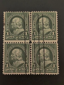 1898 US Briefmarken Scott #279 1 CENT BENJAMIN FRANKLIN Viererblock Briefmarken gebraucht - Bild 1 von 3