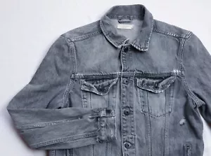 AllSaints Bilton Denim Distressed jacket mens Jean top size M Medium SLIM MA007S - Picture 1 of 9