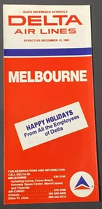 Delta Airlines MELBOURNE Timetable Effective December 15, 1983 - Picture 1 of 3