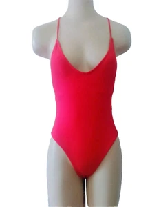 Damen Badeanzug Einteiler M rot Träger gekreuzter Rücken frech sexy wattiert - Bild 1 von 5