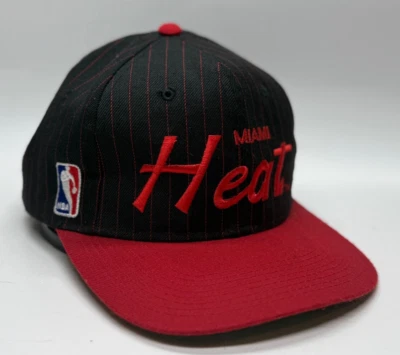 Vintage Miami Heat Sports Specialties Pinstriple Script Snapback Hat Wool 90s - Image 1 of 4