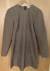 Ganni Shirt Dress UK Size 12 Stripe Cotton Blend Preppy Edge Oversized Zip - Picture 1 of 17