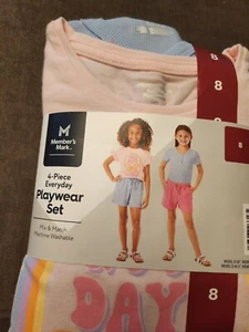 New with Tag Girls 4-Piece Set Top & Shorts Set, Size 8 - Picture 1 of 5