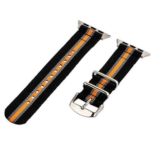 Orange/Grey/Black - 2 Piece Classic SS Nylon Watch Band for 42mm Apple Watch - Picture 1 of 1