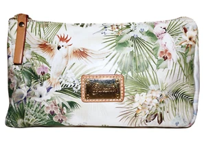CAVALCANTI Small Multicolor Leather TROPICAL Cosmetic Pouch ITALY 5x9 - Imagen 1 de 13