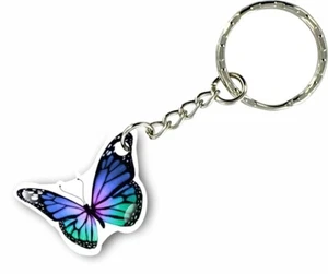 Keychain key ring keyring car motorcycle home housse butterfly blue biker - Bild 1 von 1