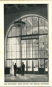 Postcard Men at Union Train Station Fred Harvey Restaurant Los Angeles CA 1940s - Picture 1 of 3