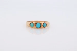 Viktorianischer 18k türkis Cabochon Steinring. 18k UK England Türkis Lünettenset - Bild 1 von 6