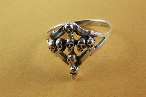 Biker Skull Ring Skull Tattoo Silver Ring 925 Silver 283 - Picture 1 of 1