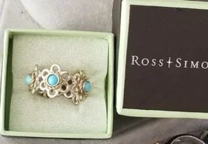 Ross Simon 18k yellow gold rope design & Sterling silver Flower Daisy band Ring - Picture 1 of 14