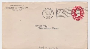 TurtlesTradingPost- Tampa, FL 1913- Flag Cancel on Knight & Wall Corner Card - Picture 1 of 1