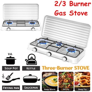 Camping Kitchen 2/3 Burner Gas Cooker Outdoor Caravan LPG Portable Cooktop Grill - Picture 1 of 19