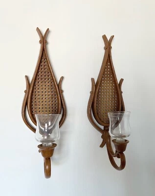 Candelabro vintage de plástico sintético madera montaje en pared vidrio planta tendencia boho Foto 1 de 4