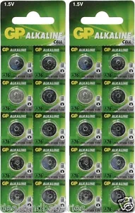 GP A76 LR44 AG13 Alkaline Cell 1.5V Alkaline Button Cell Battery x 20 Batteries - Picture 1 of 1