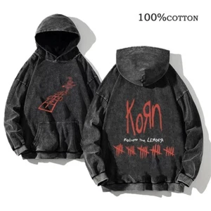 Korn Rock Band Vintage Hoodie – Men's Y2K Hip-Hop Sweatshirt, Fit Streetwear - Picture 1 of 8