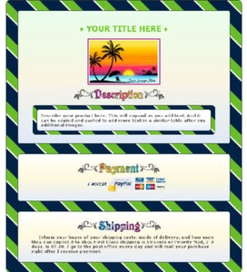 AUCTION TEMPLATE Striped Border Design Dark Blue & Chartreuse - FREE Shipping - Picture 1 of 3