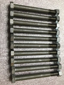 10 - 3/8"-16 x 4" (PT) HEX BOLTS, A307 GRADE A, PLAIN With New Zinc Plated Nuts - Picture 1 of 3