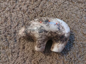 Handgefertigter einheimischer Navajo Ton mit Pferdehaar kleiner Bär Design Form Keramik - Bild 1 von 3