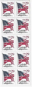 US Flag I Pledge Allegiance Red 29c Stamp Pane of 10 Scott #2594 - Picture 1 of 1