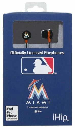 iHIP Officially Licensed MLB TEAM LOGO Earphones Miami Marlins - Image 1 of 1