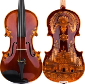 T30+ Pro Master antico violino castello intagliato stile Stradivari 4/4 legno europeo - Foto 1 di 17