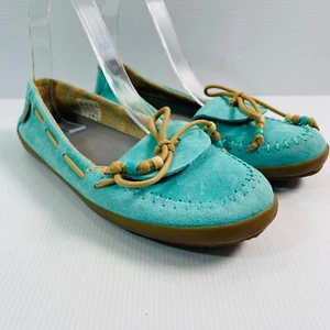 Vans Mujer 8 Mocasines Alpaca Planos Sin Cordones Cuero Turquesa - Imagen 1 de 11