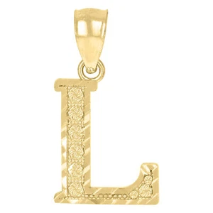10kt Yellow Gold Unisex Initial L Alphabet Charm Pendant - Picture 1 of 1