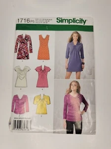 2012 Simplicity Sewing Pattern 1716 P5 Womens Knit Mini Dress Tunic Top 12-20 - Picture 1 of 3