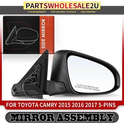 Espejo retrovisor térmico eléctrico negro del lado derecho del pasajero para Toyota Camry 2015-2017 5 pines Foto 1 de 4