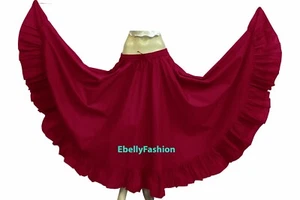 Hot Pink Cotton Gypsy Flamenco Skirt 12 Yard Belly Dance Tribal Costume Jupe New - Picture 1 of 3