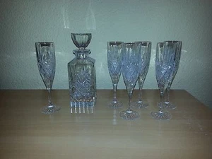 Kristall karaffe mit 6x Sekt Gläser - Bild 1 von 4