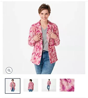 LOGO by Lori Goldstein Women's  Tie-Dye Ponte Knit Blazer Size XL - Image 1 of 4