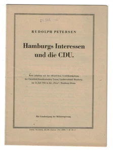 Druck - Hamburgs Interessen und die CDU von 1946 - Rudolph Petersen - 0x KVK! - Picture 1 of 3
