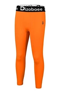 Boys Compression Pants Leggings Tights for Sports Youth Kids Medium Orange - Picture 1 of 6