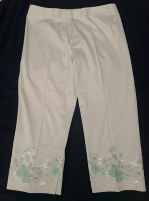 Женские укороченные брюки Geoffrey Beene размер 14 капри бежевые на молнии хлопок - Изображение 1 из 4