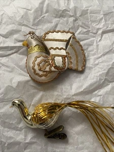 DE COLECCIÓN CLIP DE PÁJARO Vidrio Mercurio Y Tela Adorno de Pájaro Muchos Detalles - Imagen 1 de 7