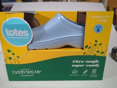 Totes Everywear Women’s Clogs Size 9 Ultra Tough Metallic Bonnie Blue NEW - Image 1 of 4